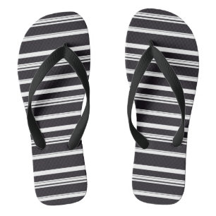 Tongs Belles rayures blanches noires