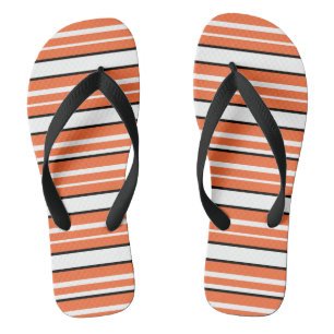 Tongs Belles rayures blanches orange