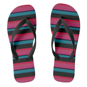 Tongs Belles rayures rose noire