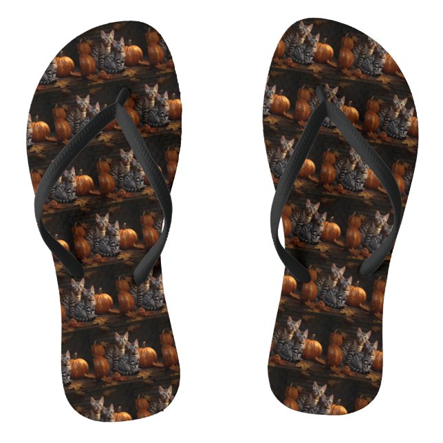 Tongs Bengal Kitten Automne Citrouille de plaisir (Semelle)