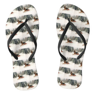 Tongs Berger allemand neige de Noël hiver