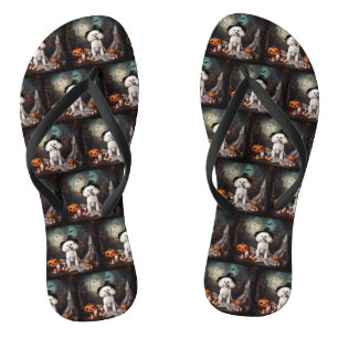 Tongs Bichon Frise Citrouilles Halloween Épouvantable