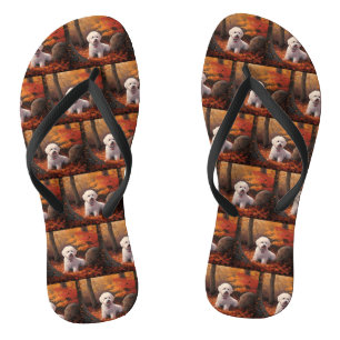 Tongs Bichon Frise en automne Feuilles automne Inspire