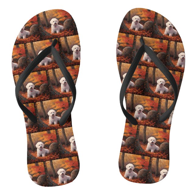 Tongs Bichon Frise en automne Feuilles automne Inspire (Semelle)