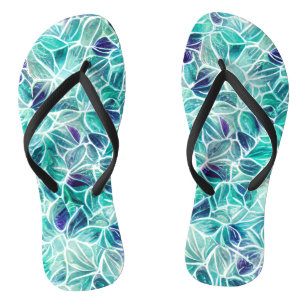 Tongs Bijoux Blues Motif feuille