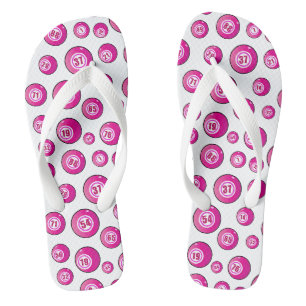 Tongs Bingo Balls Fun rose et blanc