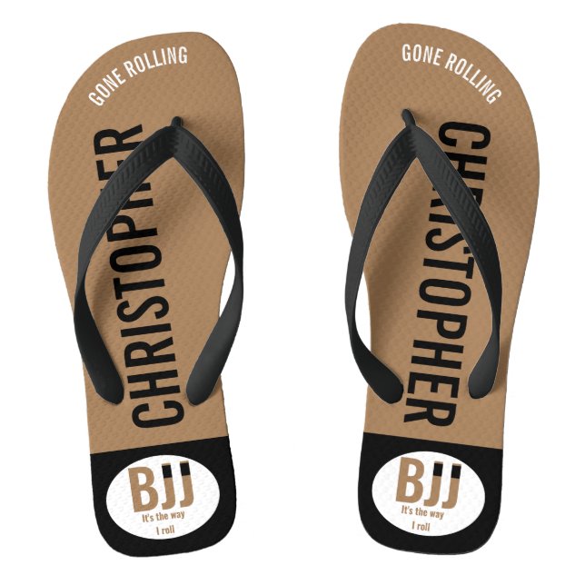 Tongs BJJ Brown Belt Rolling Ajouter Votre Nom Jiu Jitsu (Semelle)