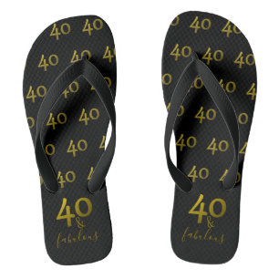 Tongs Black And Gold 40 & Fabulous
