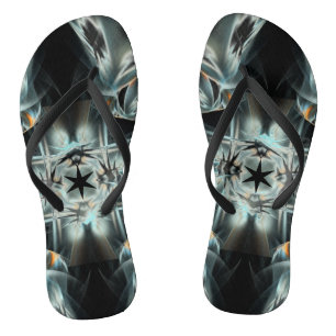 Tongs Black Star Abstrait noir et blanc Motif