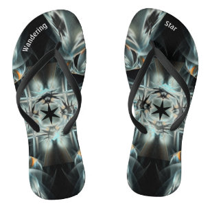 Tongs Black Wandering Star Abstrait noir et blanc