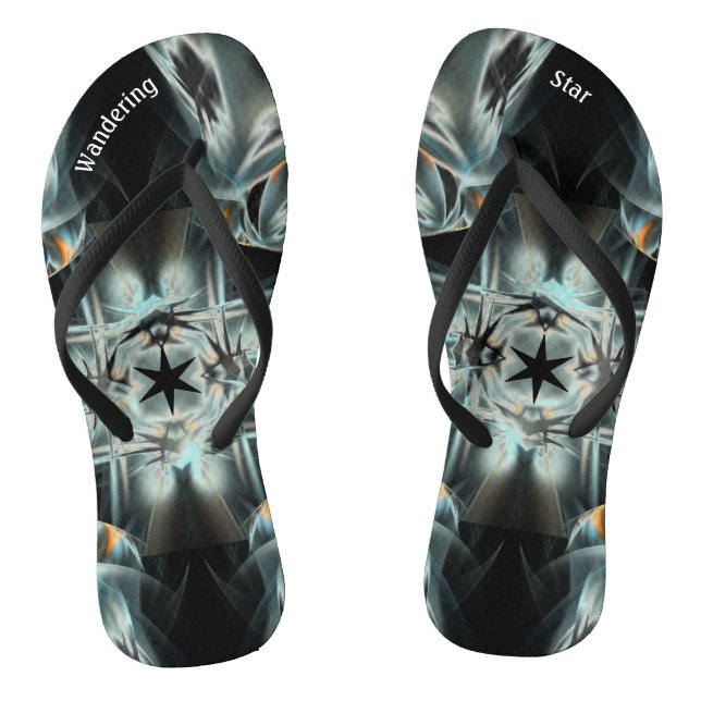 Tongs Black Wandering Star Abstrait noir et blanc (Semelle)