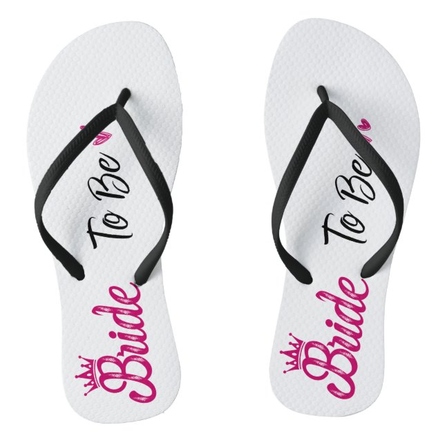 Tongs blanc "Mariée à être" avec couronne rose (Semelle)