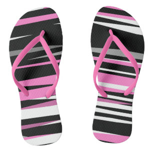 Tongs blanc rose et noir abstrait