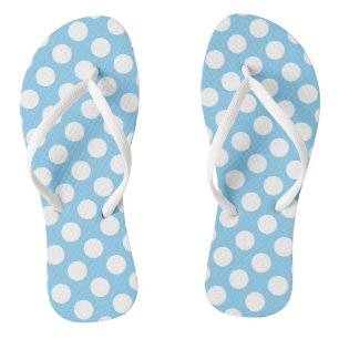 Tongs Blanc sur Bébé Bleu Grand Taille Pois