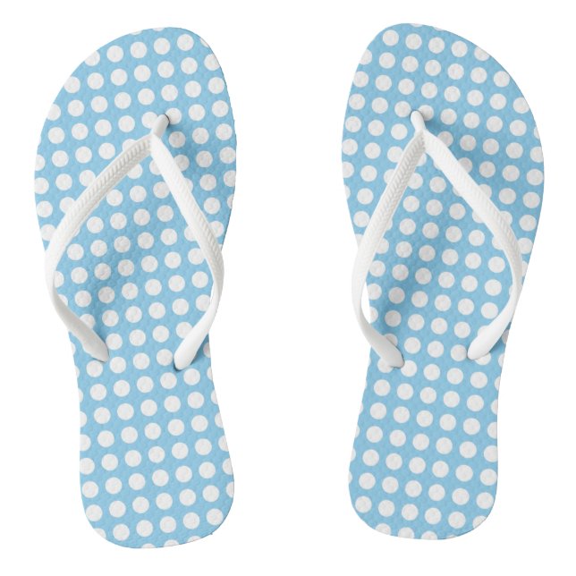 Tongs Blanc sur Bébé Bleu Moyen Pois horizontaux (Semelle)