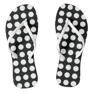 Tongs Blanc sur noir grand format Pois horizontaux