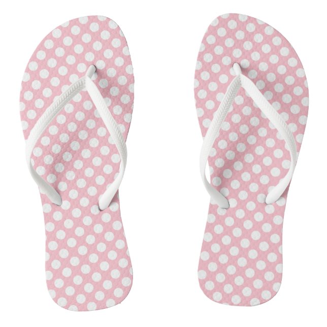 Tongs Blanc sur rose Pois moyen (Semelle)