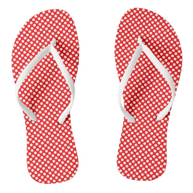 Tongs Blanc sur rouge Pois de petite taille (Semelle)