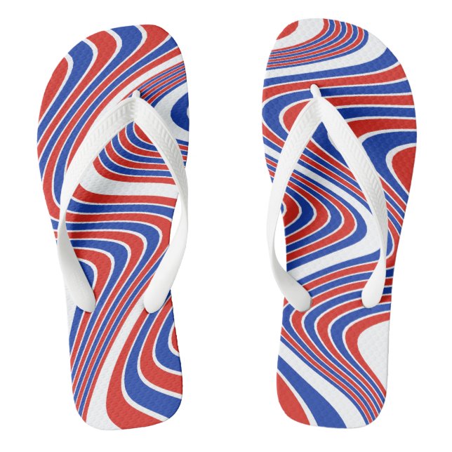 Tongs Bleu, blanc et rouge Patriotique Vague (Semelle)
