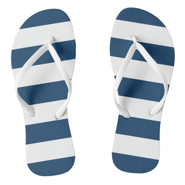 Tongs Bleu de marine, Blancs, Motif rayé (Semelle)