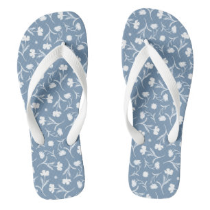 Tongs Bleu gris blanc Liberté motif floral élégant Pop
