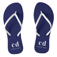 Bleu marine blanc monogramme initiales nom
