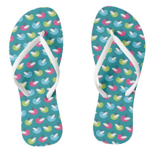 Tongs Bleu motif des oiseaux