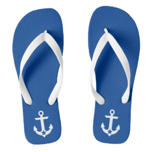 Tongs Bleu nautique et blanc d'Ancre d'étoile