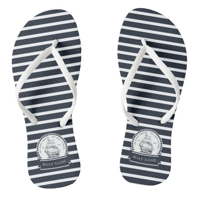 Tongs Bleu personnalisé nautique (Semelle)