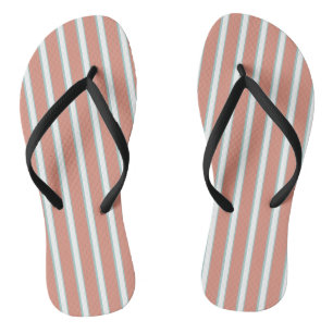 Tongs Bleu, rose et blanc rayures motif