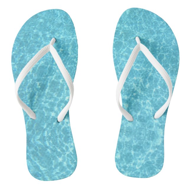 Tongs Bleu Tendance Eau Blanc Mince Sangle Template Adul (Semelle)