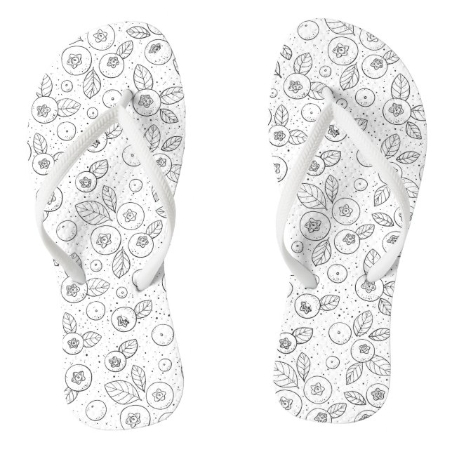 Tongs Bleuets en noir et blanc (Semelle)