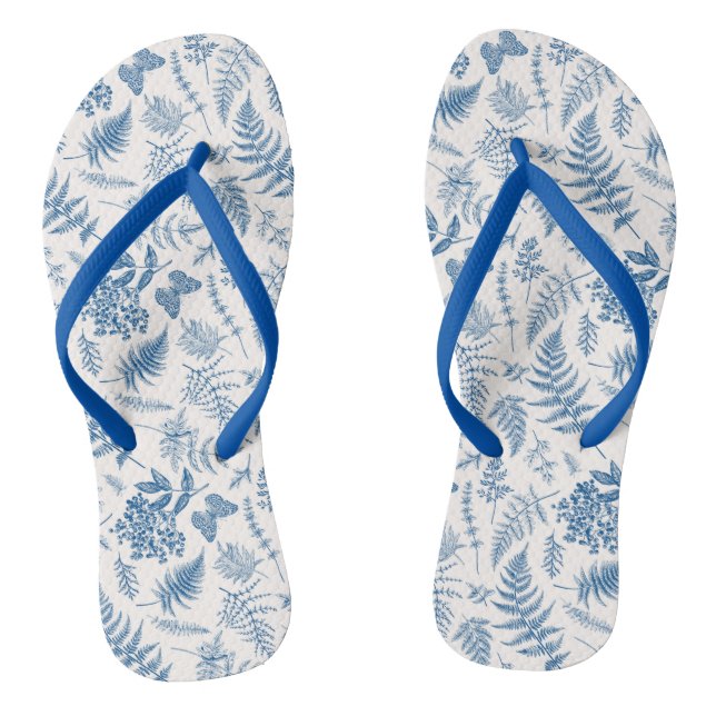Tongs Blue Garden Butterfly & Floral Garden Motif (Semelle)