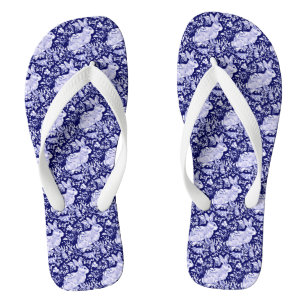 Tongs Blue Rabbit Motif Floral Bird Woodland Unique