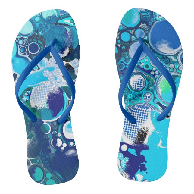 Tongs Blue Sea bulles Art Abstrait (Semelle)