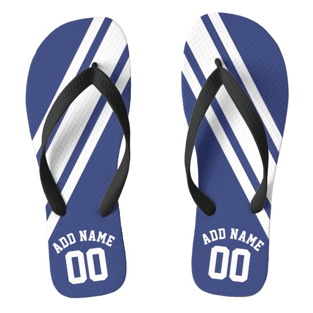 Tongs Blue Sports Jersey Nom personnalisé Numéro (Semelle)