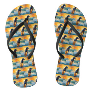 Tongs Bluetick Coonhound Beach Plage Plage de surf Peint