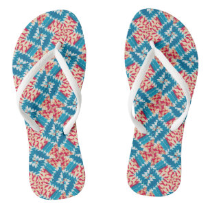 Tongs Boho rouge écotactique Turquoise X Carreaux