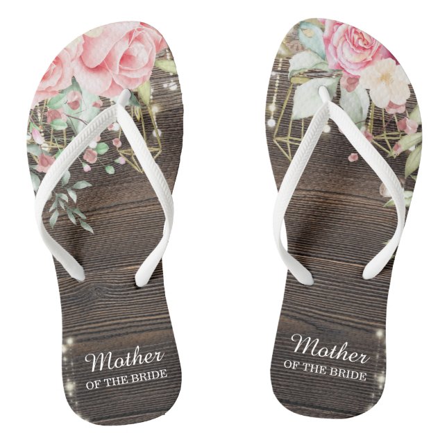Tongs Bois rustique Mariage Floral Mère de la mariée (Semelle)