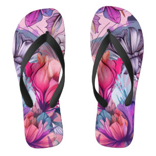 Tongs Bonjour Spring Happy Time, Aquarelle rose
