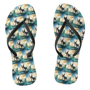Tongs Boston Terrier Beach Surfing Peinture