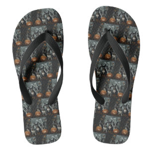 Tongs Boston Terrier Nuit d'Halloween Délice Canin