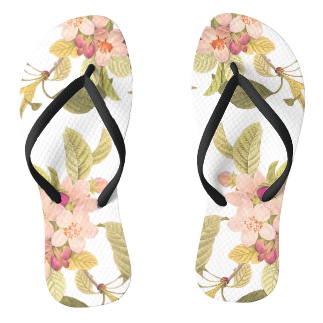 Tongs Botanique florale rose en fleurs été (Semelle)