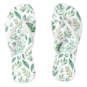 Tongs Botanique verte Motif rustique