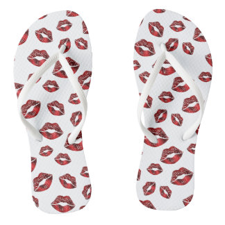 Tongs Boucles à lèvres rouges Baiser Motif Unisex