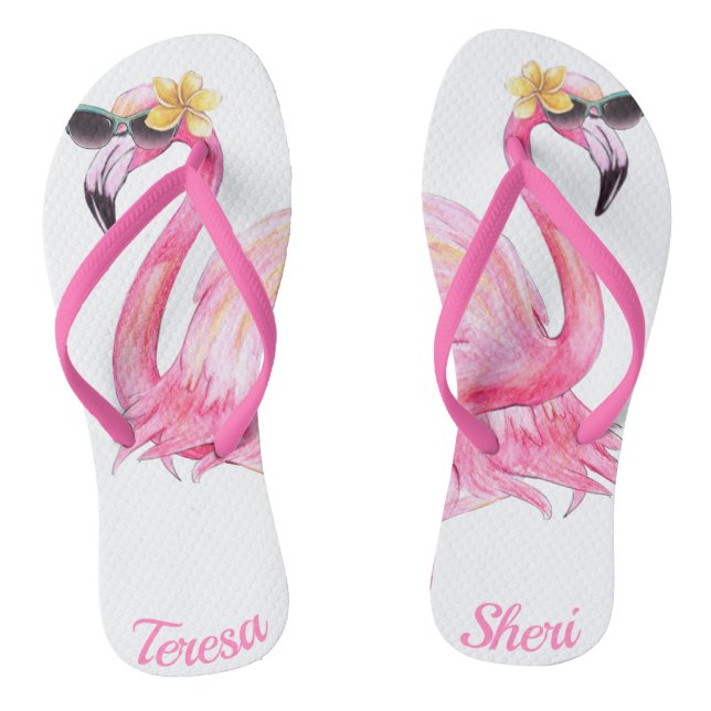 Tongs Boucles de Flamant rose Soeur Personnalisables (Semelle)