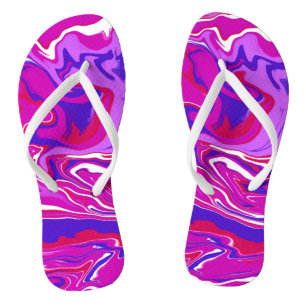Tongs Boucles de marbre rose et violet personnalisées