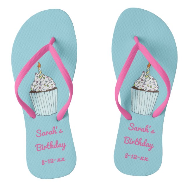 Tongs Bougie de gâteau de fête d'anniversaire personnali (Semelle)