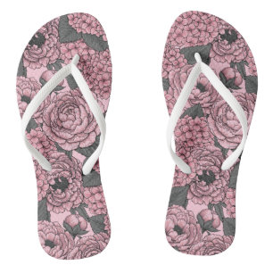 Tongs Bouquet floral en rose