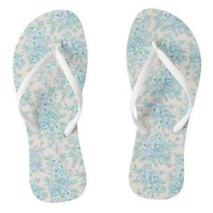 Tongs Bouquet Rose bleu Jardin Motif Floral